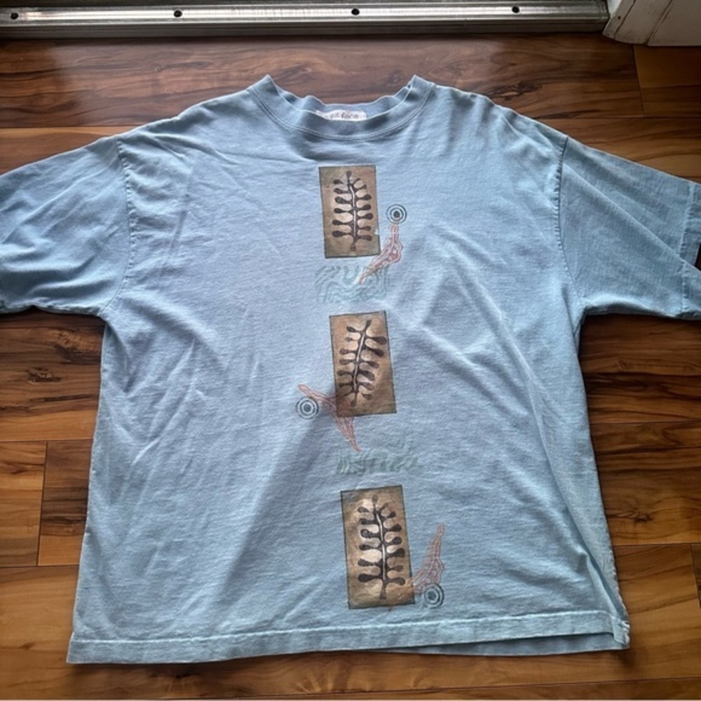 Blue fish blue printed vintage T-shirt L